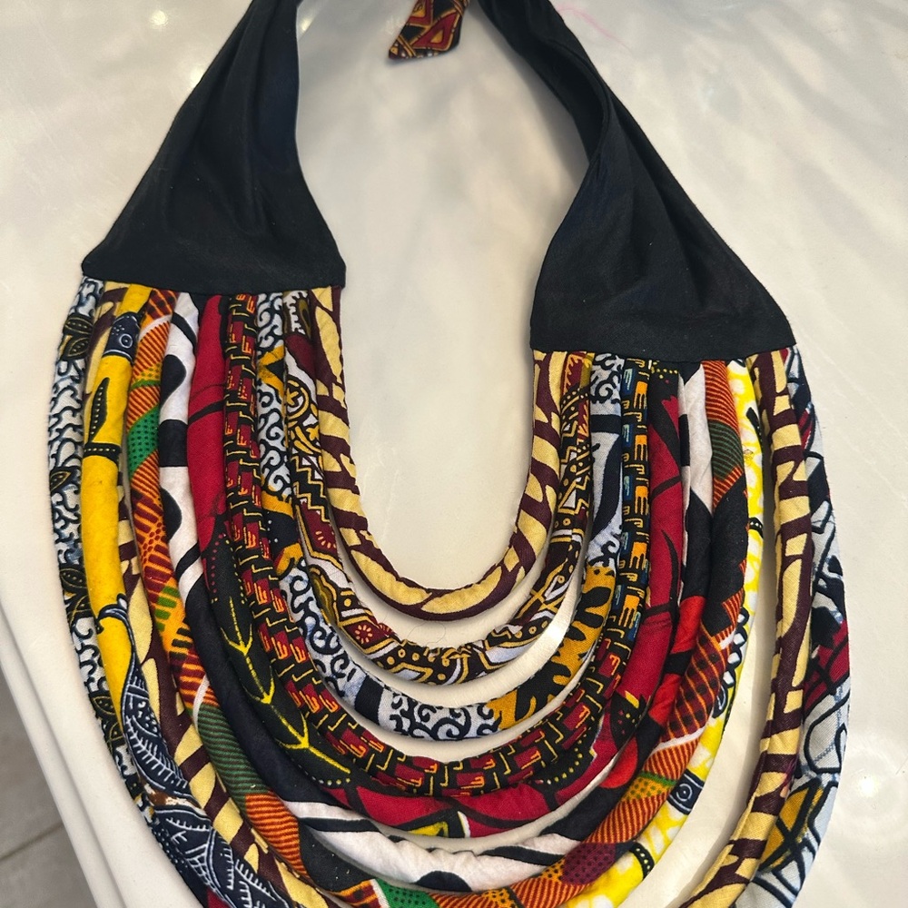 Multicolor African Print Necklace